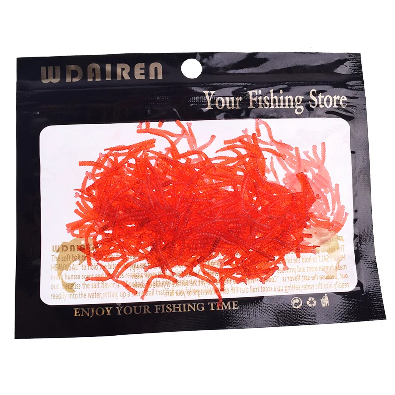 50/100/200 Uds. Señuelo suave de silicona con olor a pescado, lombriz roja, cebos de gusanos realistas de 20mm, señuelos artificiales, aparejos de pesca de lubina y carpa - imagen 4