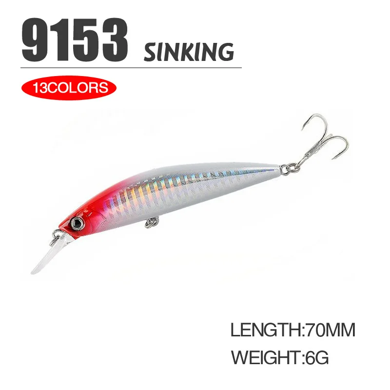 Señuelos de Pesca Minnow, peso de 16g, 70mm, cebo de arrastre Wobblers para perca, cebos de hundimiento Mino duro, señuelos artificiales Isca - imagen 5