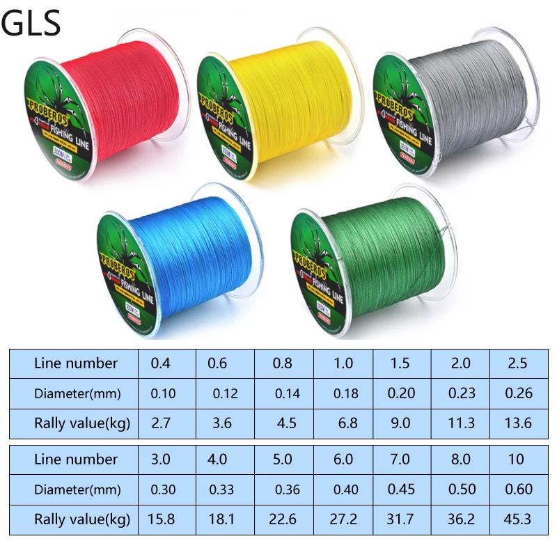 Sedal de pesca trenzado, 300M, 4 hebras, 6-100LB, multifilamento fuerte de alta calidad, 0,12-0,6mm - imagen 4