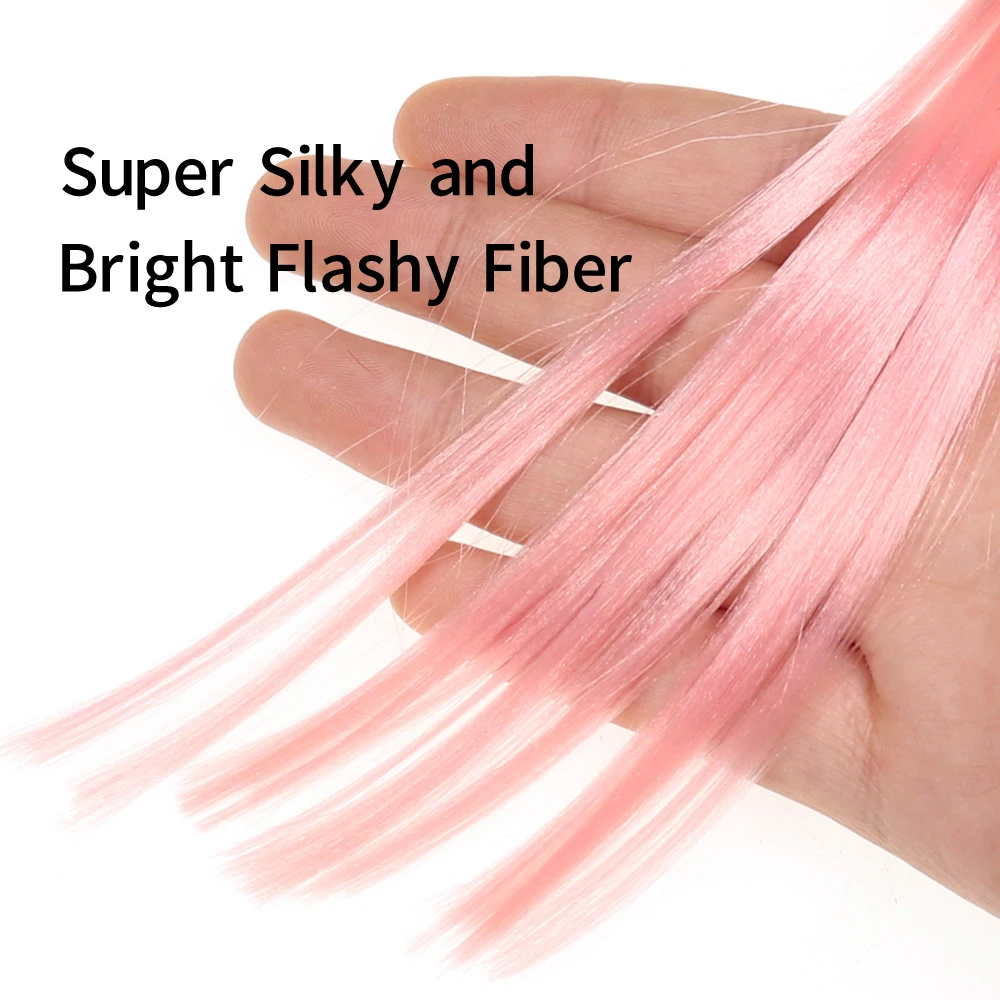 Bimoo-2 bolsas de fibra de mosca suave, serpentina de atado de moscas, aparejo Sabiki de acero, Material de fabricación de pelo sintético, 10 colores - imagen 2