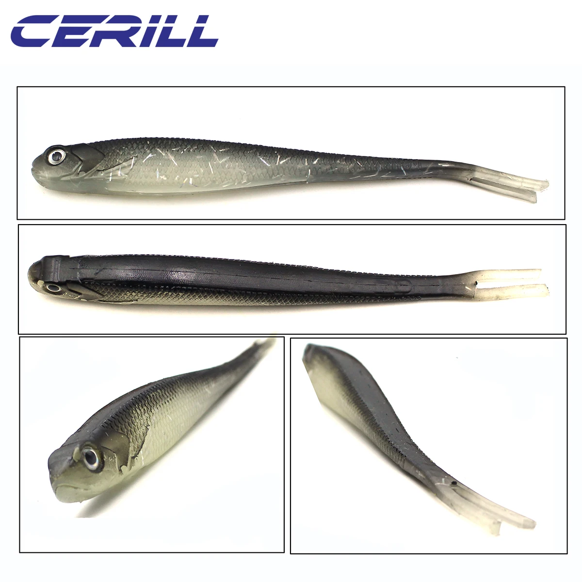 Ceril-señuelo de pesca de cola de horquilla de 5 piezas, Wobblers realistas, cebo de gusano Artificial, sábalo de silicona, trucha, carpa, lubina, aparejos Swimbait - imagen 3