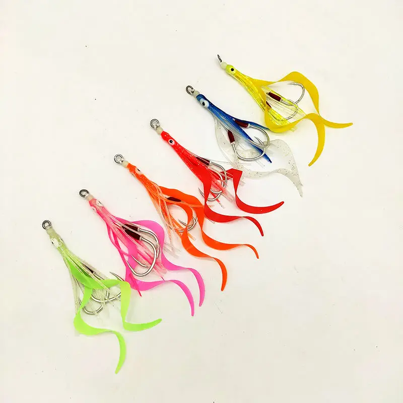 Anzuelos de silicona brillantes con faldas de calamar, accesorios de pesca en el mar, plantilla lenta, 30 unids/paquete - imagen 2