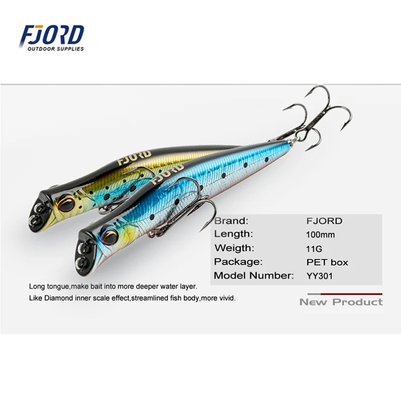 FJORD-señuelo flotante Jerkbait de 100mm y 11g para pesca de agua dulce, accesorios de pesca de Lucio - imagen 3