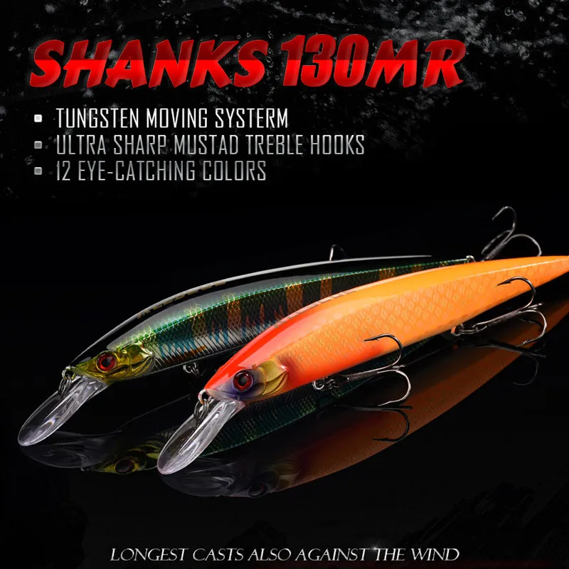 ALLBLUE SHANKS-señuelo de pesca de 130MR SP, cebo suspendido de 23g, sistema de movimiento de tungsteno, Wobbler larga de fundición de 2,5 m, aparejos para lubina Minnow - imagen 2