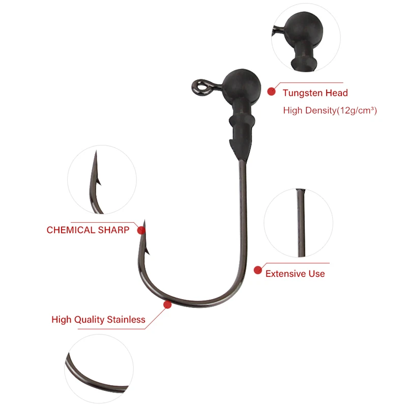 Mosodo-anzuelos de pesca de tungsteno, señuelo de cabeza plomada, 1.8g3.5g5.3g7.2g, ganchos de manivela de tungsteno, Lucio, Swimbait, accesorios - imagen 2