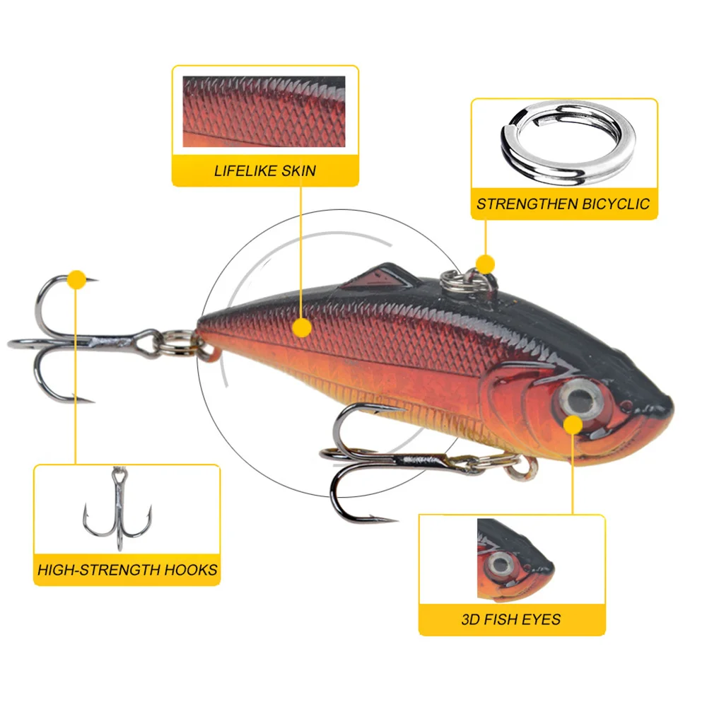 Señuelos de pesca con vibración biónica de plástico, cebo duro Crankbait para todas las profundidades, aparejos de pesca de lubina, lucio de invierno, 6cm, 11g, 1 ud. - imagen 2