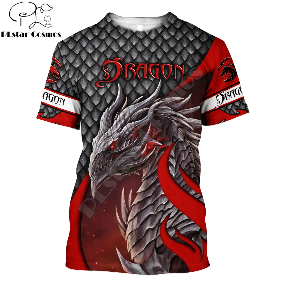 Camiseta de moda de verano para hombre, hermosa escamas de dragón rojo, estampado 3D completo, camiseta de manga corta Unisex, camisetas informales TX239