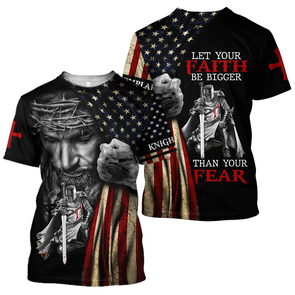 Camiseta Hipster de verano 2025 para hombre, camisetas de manga corta con estampado 3D de Jesús y Caballeros Templarios Harajuku, camisetas informales Unisex TX0156 - imagen 3