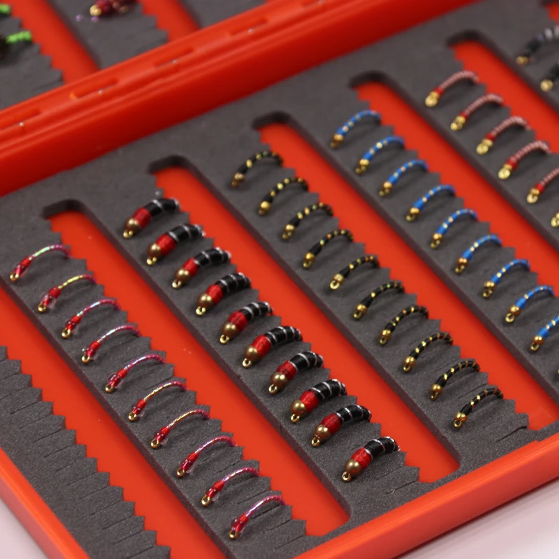 Bimoo-cebo de pesca con abalorios, combinación de 64/120 piezas, ninfa, Mosca, trucha, John Wood, Caddis, Bluegill, Crappie, Makerel