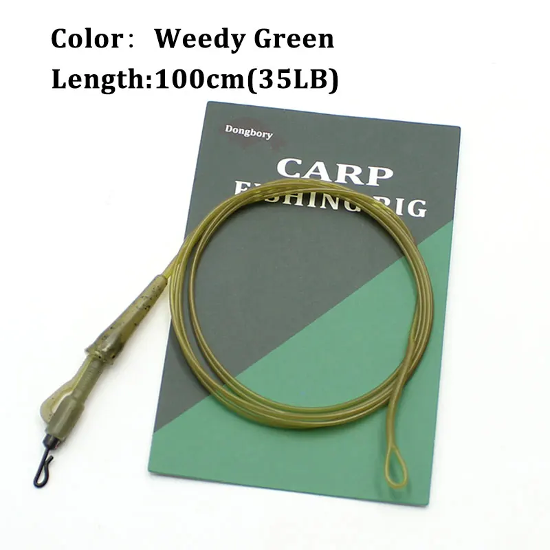 Línea de pesca de carpa de fluorocarbono, 100CM, con aparejos de pesca, Clip QC Hybird, líder de bucle fundido, sin núcleo de plomo - imagen 5