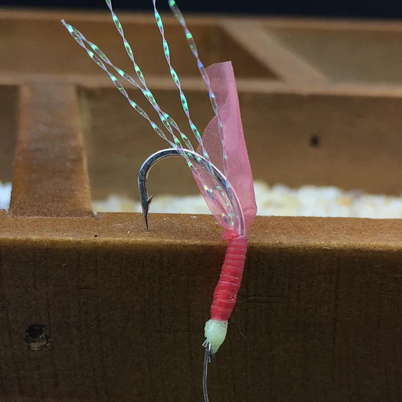 Wifreo-anzuelos de cadena de piel de pescado simulada Sabiki, aparejos de señuelo de pesca de camarón suave luminoso para agua salada, 3 juegos - imagen 4