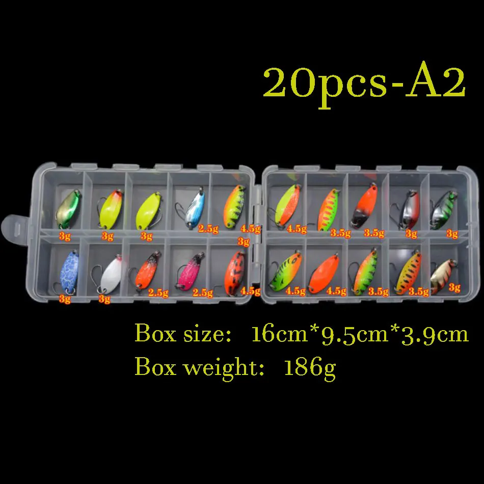 JYJ box package colorful 2.5 g 3g 3.4g 4.5g hard metal fishing spoon lure set walleye trout spoon baits spoon jig baits - imagen 4