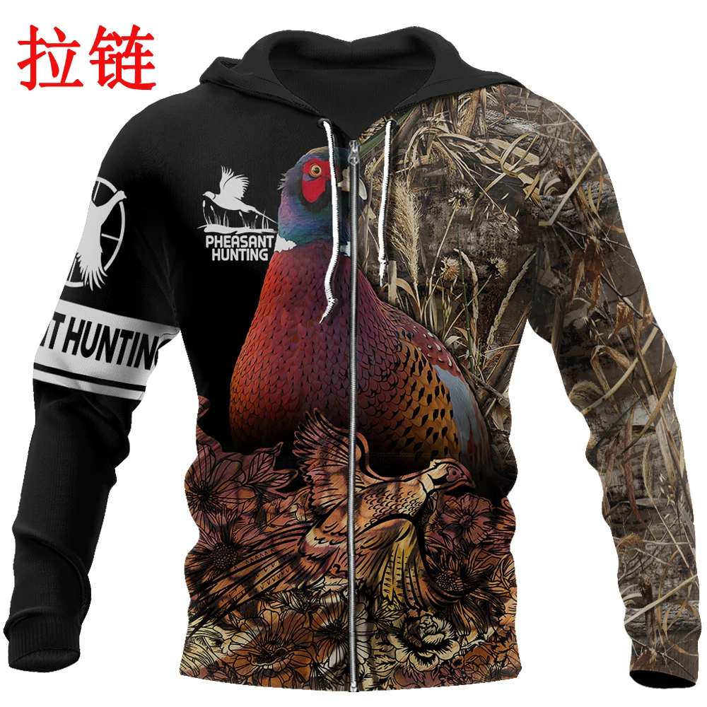 Sudadera con capucha con estampado 3D de caza de faisán, sudadera Huntaholic para hombre, ropa de calle Unisex, jersey con cremallera, chaqueta informal, chándales KJ0245 - imagen 4