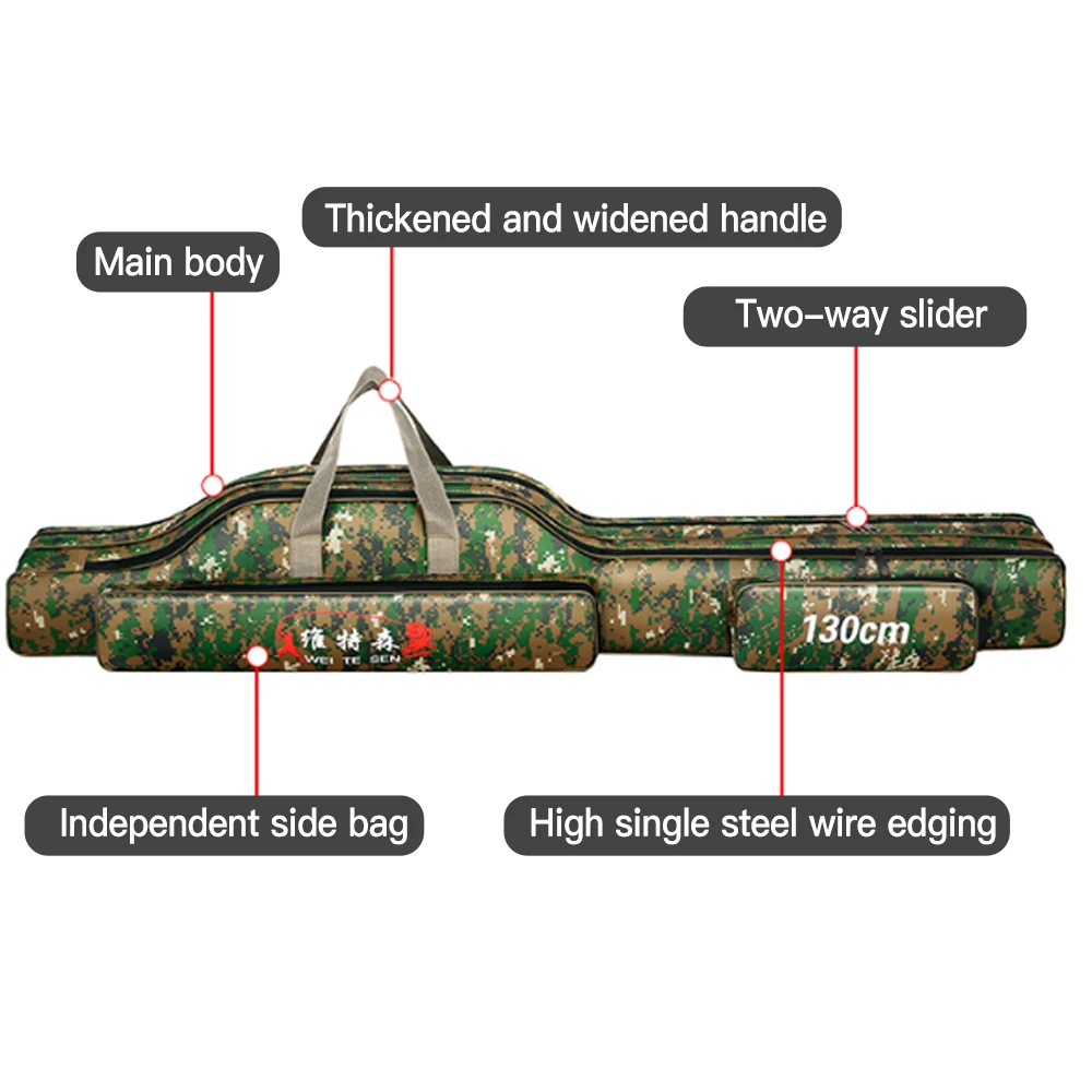 Bolsa de pesca grande de 2/3 capas, bolsa de almacenamiento multifuncional resistente al desgaste impermeable al aire libre, equipo de caña de pescar, línea de carrete, X439G - imagen 2