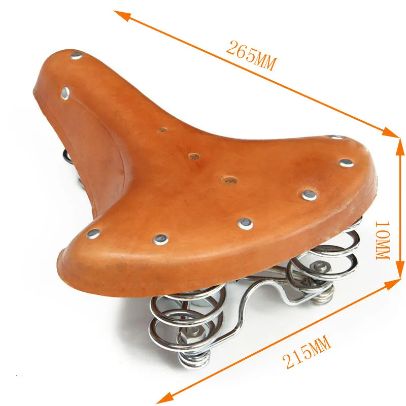 Asiento de cuero Retro de 3 muelles, cojín de absorción de impacto para ciclismo, Universal, cómodo, reemplazo, estilo antiguo, clásico - imagen 4