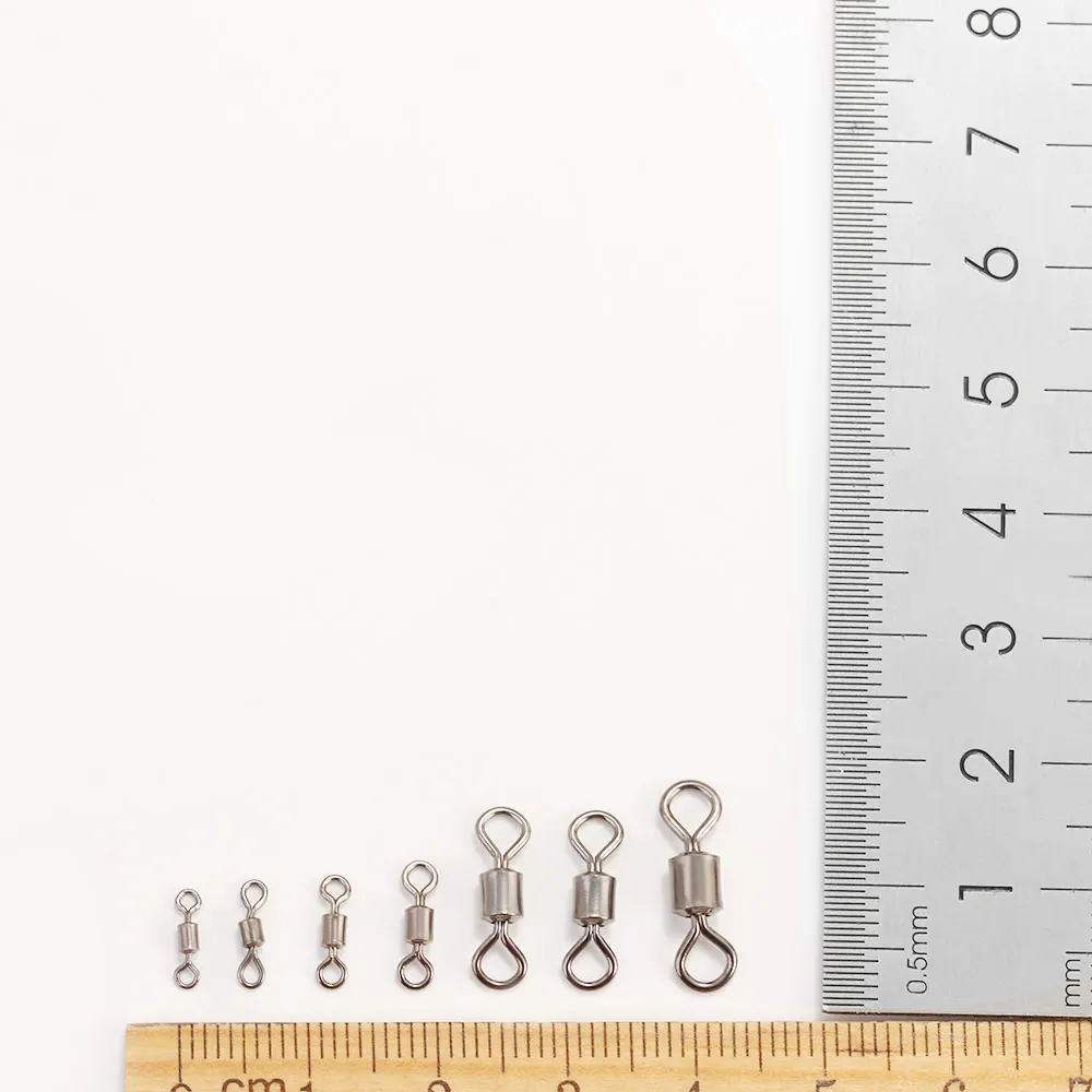 Conector de pesca de acero inoxidable, conector de anillo giratorio de 8 palabras, anillo sólido rodante, herramientas de gancho de pesca, 50 piezas - imagen 5