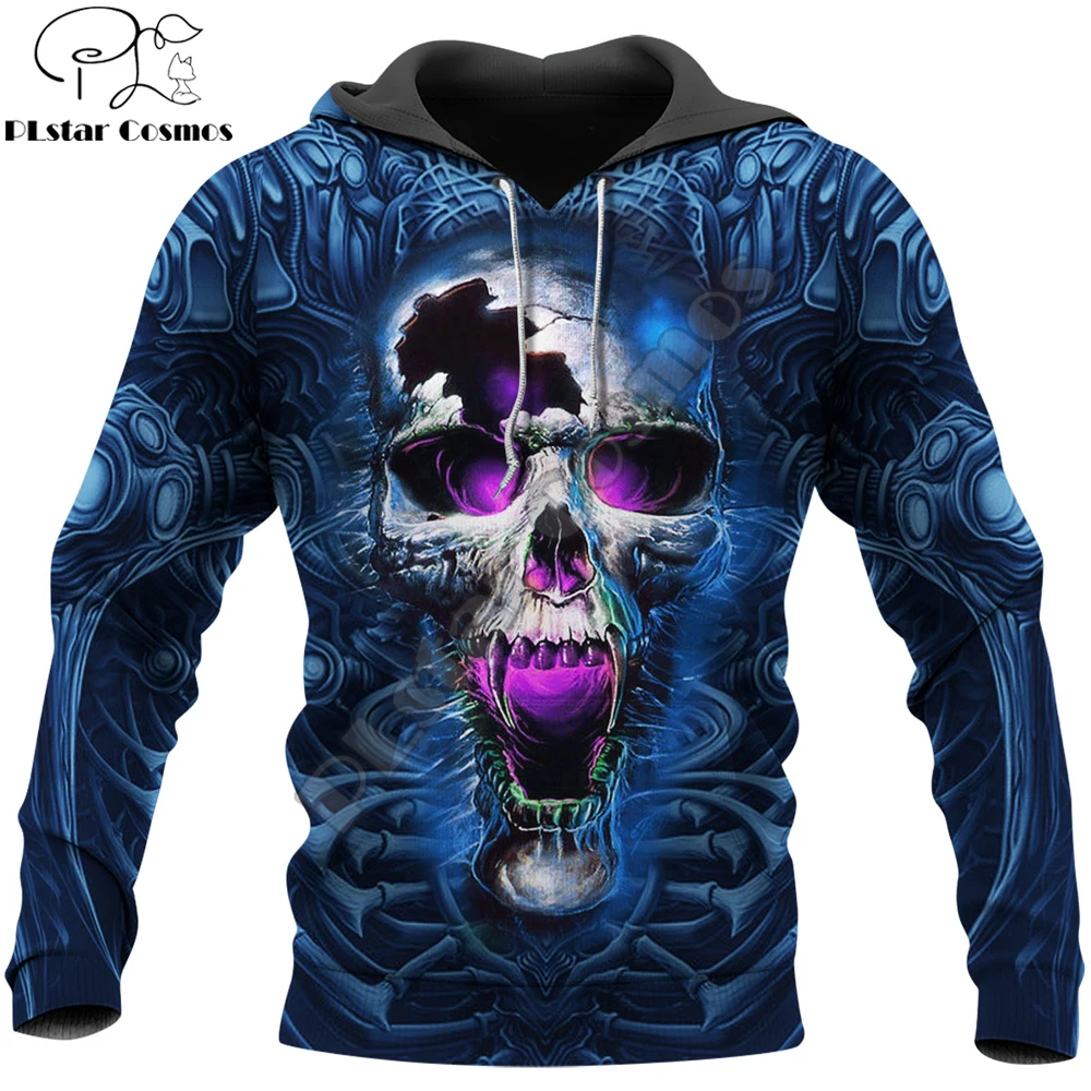 Sudadera con capucha de otoño para hombre con estampado 3D de calavera de terror, ropa de calle Unisex, chaqueta informal con cremallera, jersey de Halloween KJ657 - imagen 4