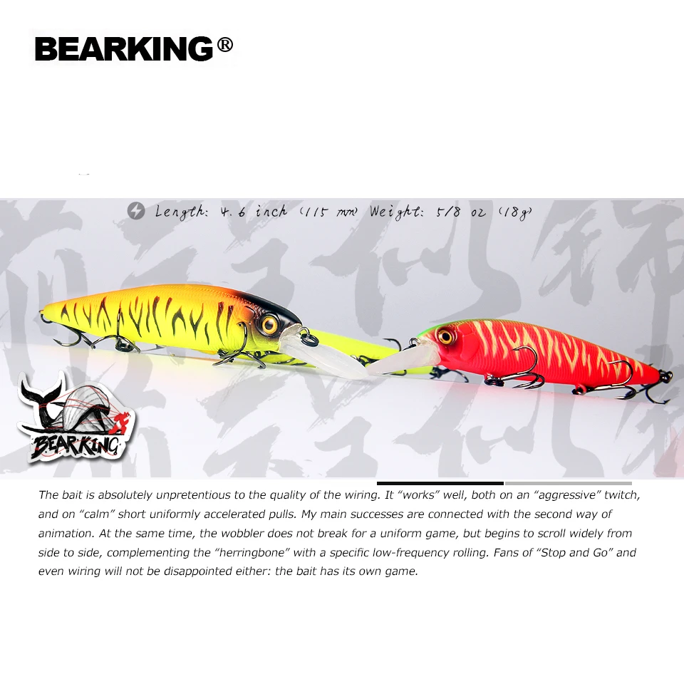 Bearking-Señuelos de Pesca flotantes para lucio y lubina, cebos artificiales de 115mm y 18g, aparejos depredadores - imagen 2