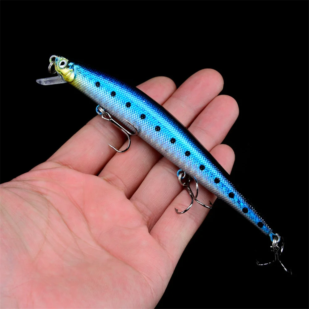 1 Uds. Señuelo de Pesca flotante Minnow 12,5 cm 12,5g tiro largo Crankabit Wobbler aparejos Isca cebo duro Artificial Pesca para Lucio - imagen 4