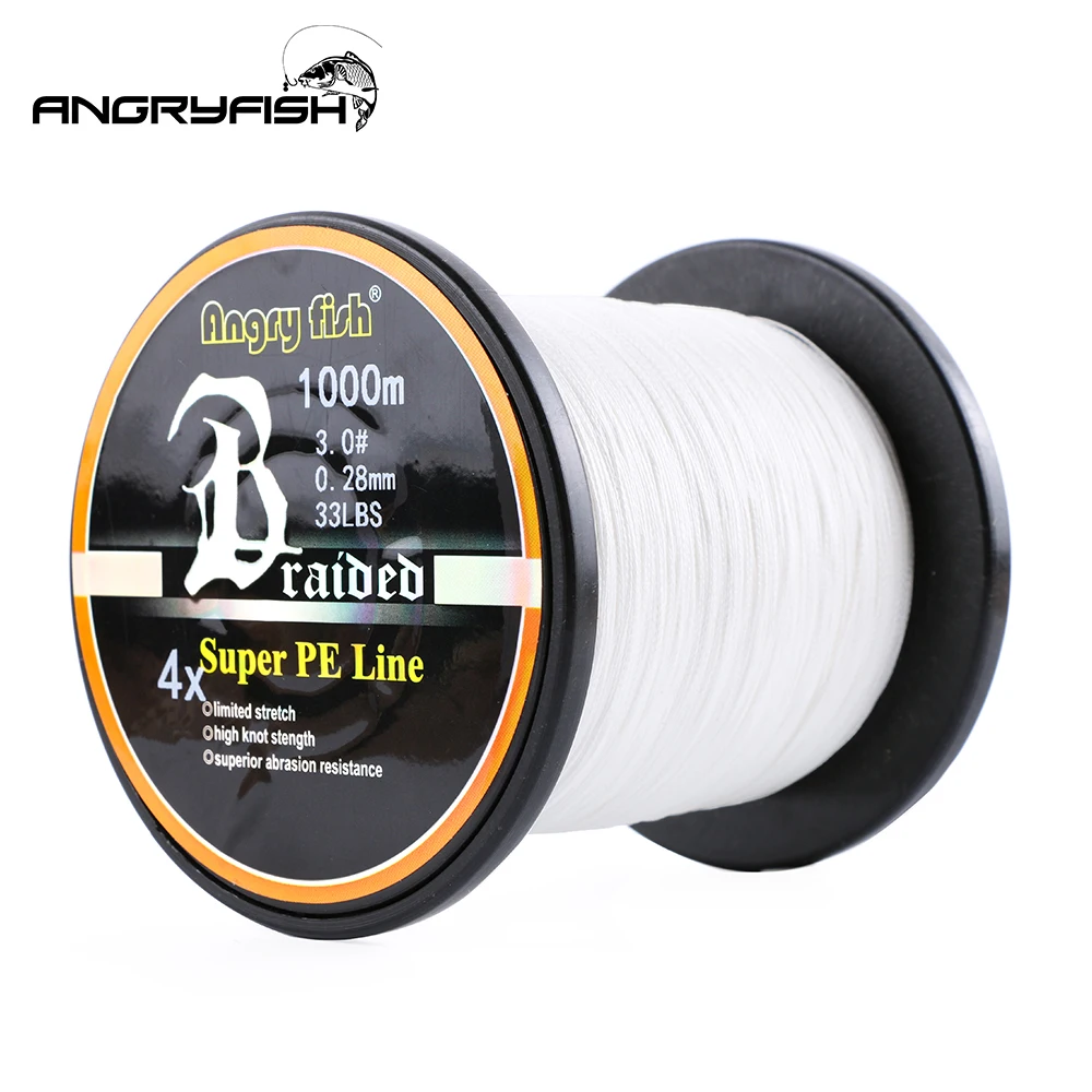 Angryfish 4X 1000M hilo de pescar trenzado Super PE línea fuerte resistencia 12LB-80LB