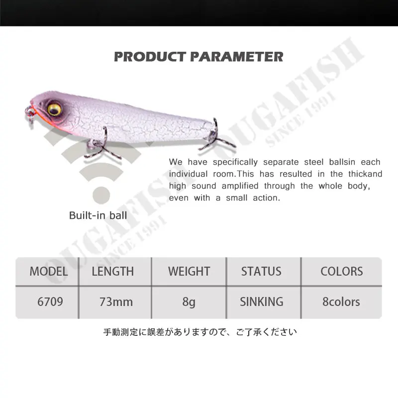 Señuelo de pesca de 73mm, 8g, Wobblers de hundimiento Isca, Peche Artificial A La Carpe, equipo de Leurre Angeln Zubehor - imagen 5