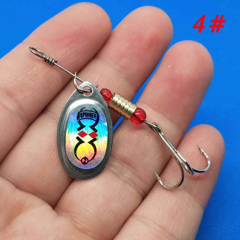 Señuelos de Pesca giratorios de 13 colores, anzuelos Wobblers CrankBaits, plantilla de Metal brillante con lentejuelas, cuchara de trucha con ganchos para Pesca de carpa - imagen 3