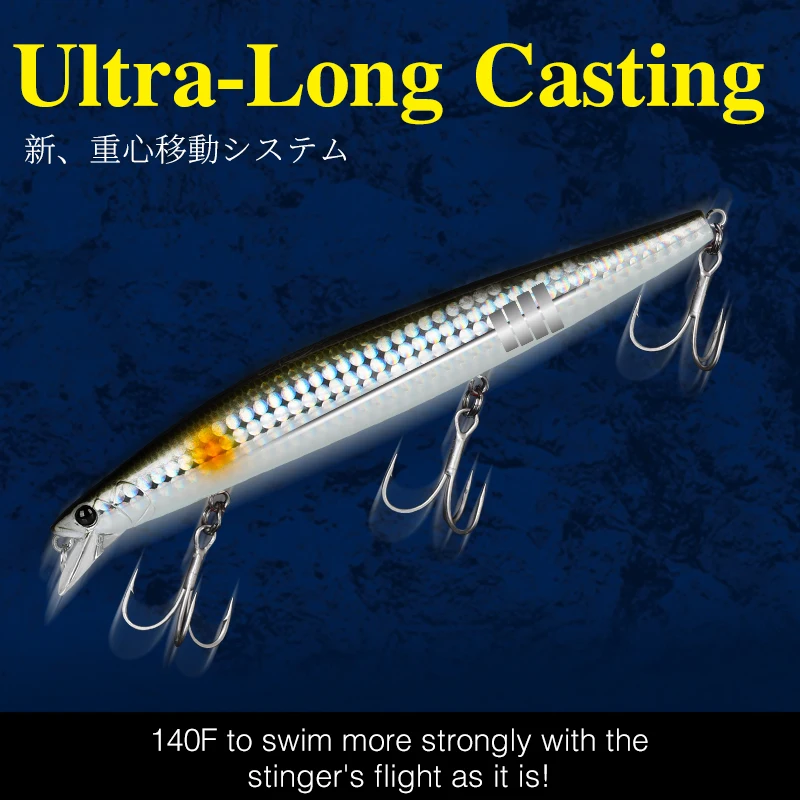 TSURINOYA 140F ultralargo fundición flotante Minnow STINGER 140mm 24g cebo duro grande Artificial señuelo de pesca de mar - imagen 5