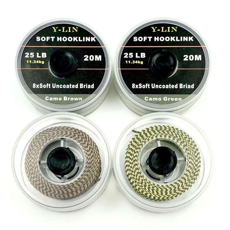 20m Carp Fishing Line Soft Uncoated Hook Link Leader For Hair Rig 8 Core Hooklink Camo Brown Green Color Carp Ronnie Rigs - imagen 4