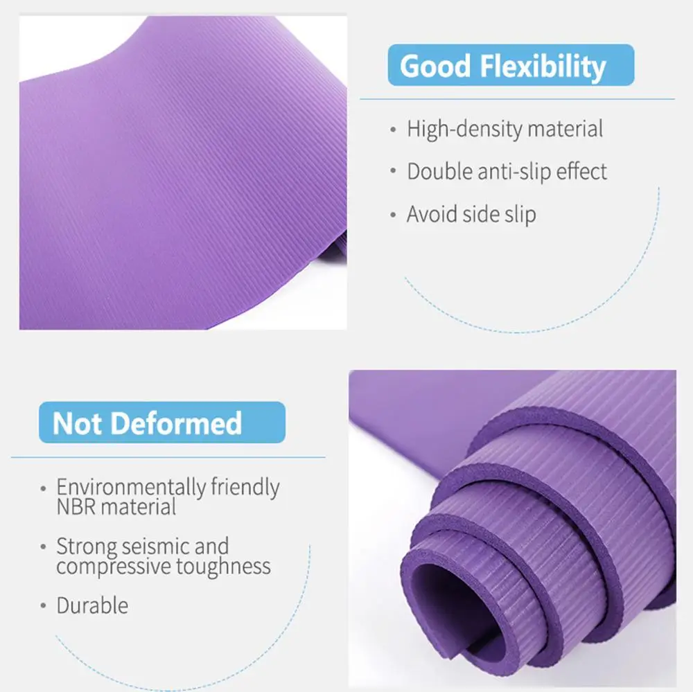 Esterilla de Yoga NBR con línea de posición, x 15mm x 800 1850, antideslizante, para Fitness, gimnasia, Pilates, cinturón de gimnasio, almohadillas deportivas para ejercicio - imagen 5