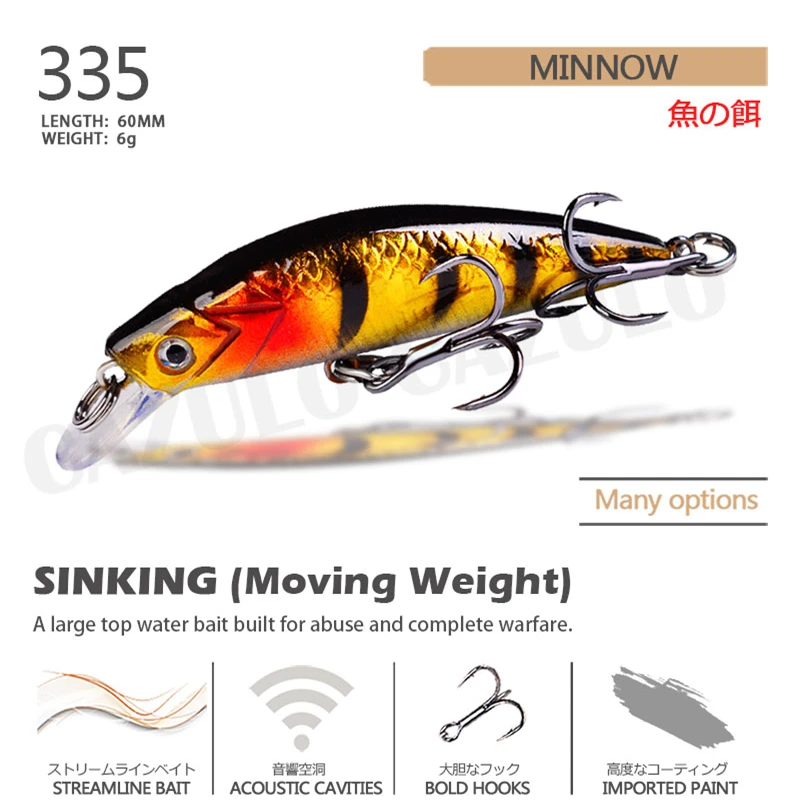 Señuelo De Pesca De pececillo hundido, Accesorios De Pesca, peso artificial, 6g, 6cm - imagen 2