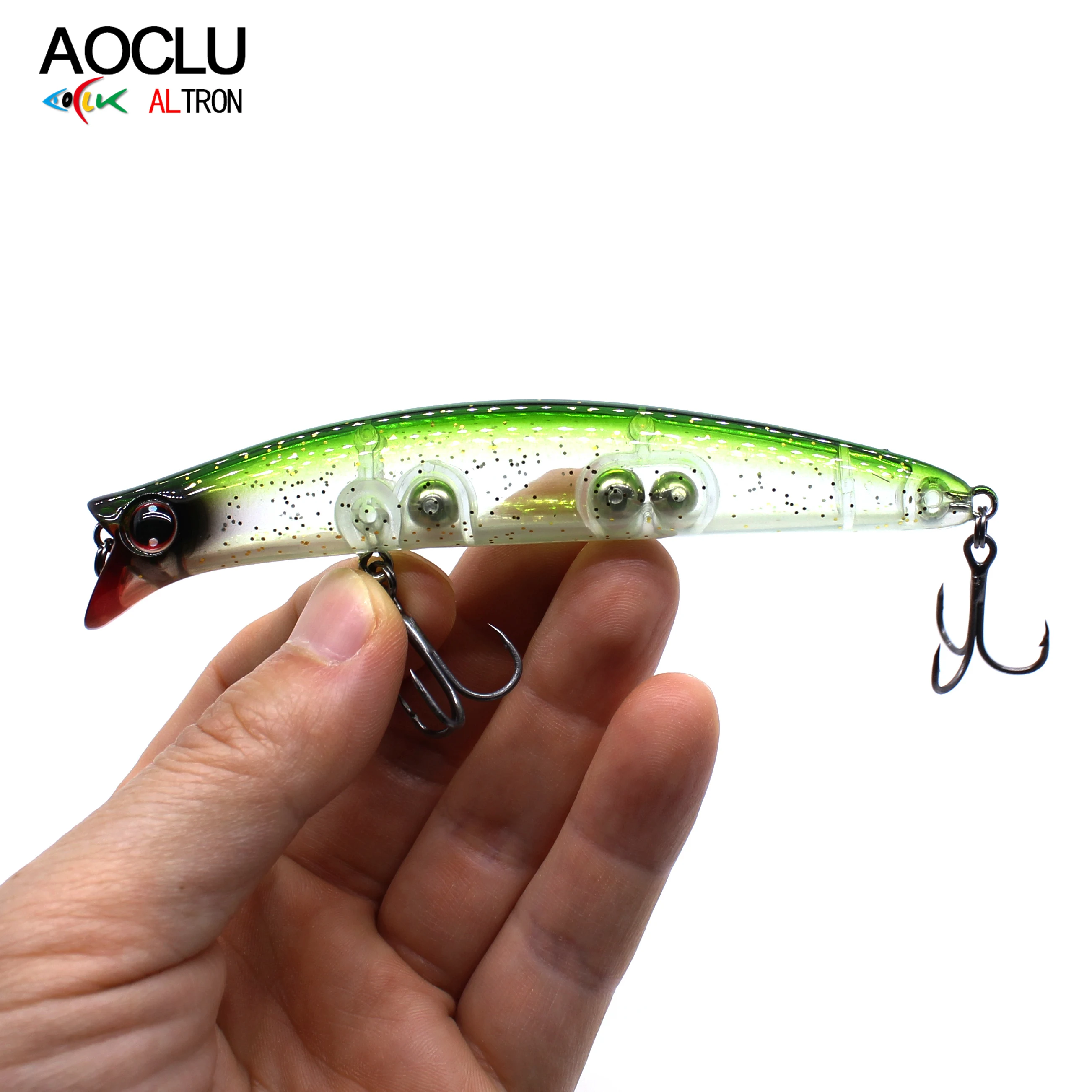 AOCLU flotante Wobbler 110mm 14,8g 90mm 13g sonajero cebo duro señuelo de pececillo híbrido para pesca de trucha de lubina de roca en la playa costera - imagen 5