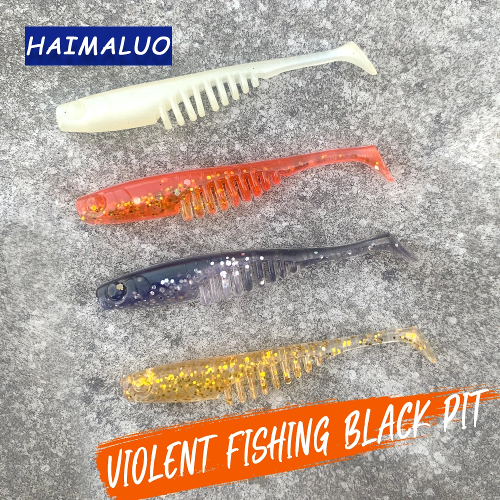 HAIMALUO-Señuelos blandos de 0,8g, 52mm, cola en T, Señuelos de pesca Jigging, aparejos Wobblers, Lucio de doble Color, Swimbait de silicona artificial - imagen 3