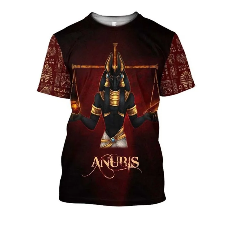 Antiguo Egipto faraón Ojo de Horus Anubis cara 3D impreso hombres camiseta Harajuku moda camisa de manga corta verano camiseta Unisex - imagen 3