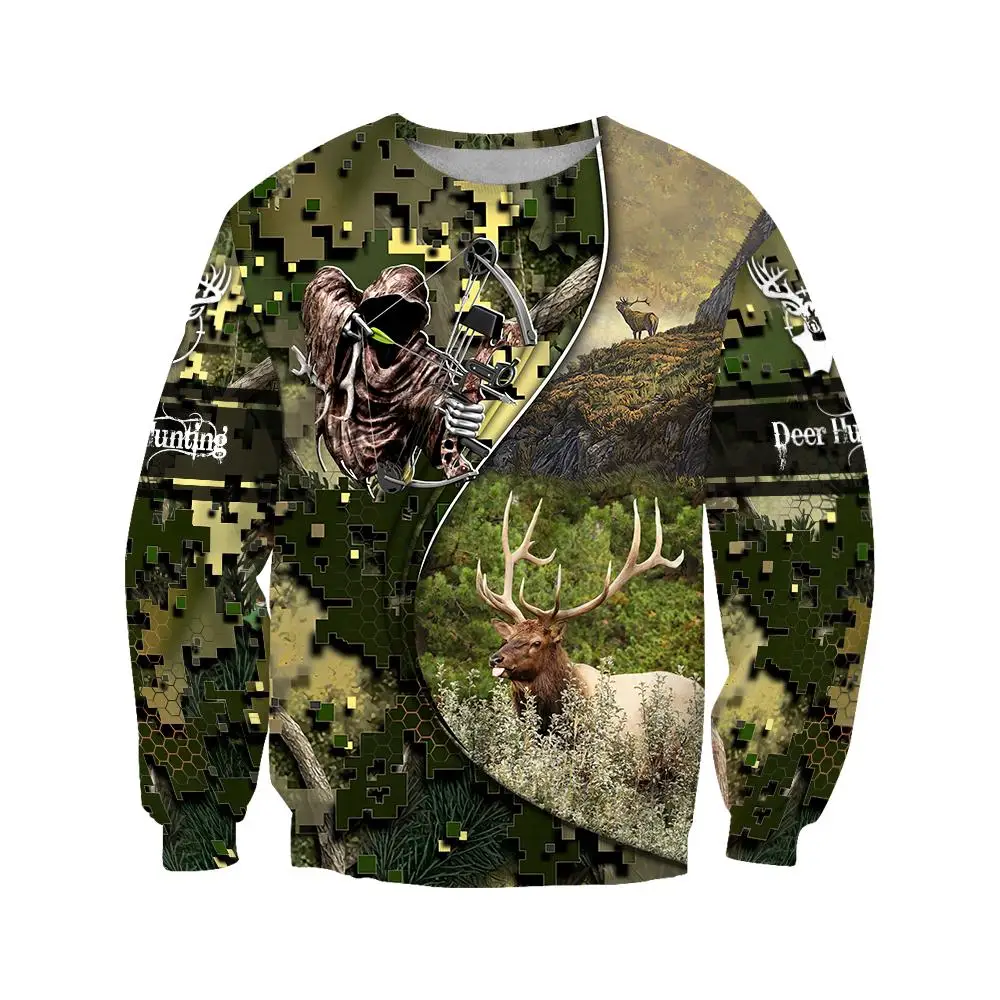 Dear Hunting Camo 3D Sudadera camuflaje con capucha – Cremallera para pesca - imagen 5