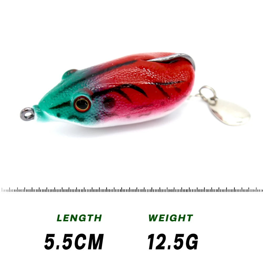 CCLTBA-Señuelos de Pesca blandos de rana, aparejos de pesca de lubina, cabeza de serpiente flotante, 5,5 cm, 12,5g, 5 unids/caja - imagen 3