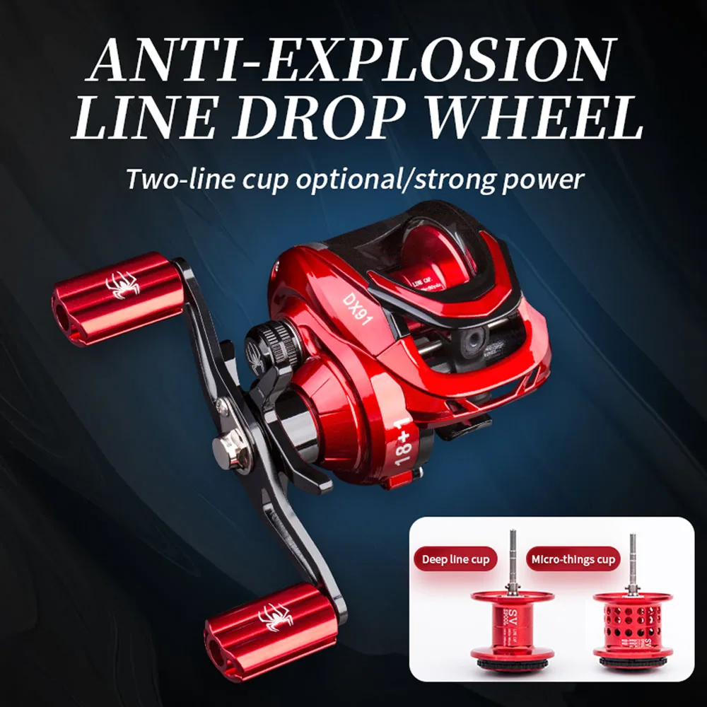 Volin-carrete de pesca Baitcasting magnético y centrífugo, 18 + 1 BB, arrastre máximo, 8kg, 7,2: 1, carrete doble BFS, rueda de pesca fundida - imagen 4