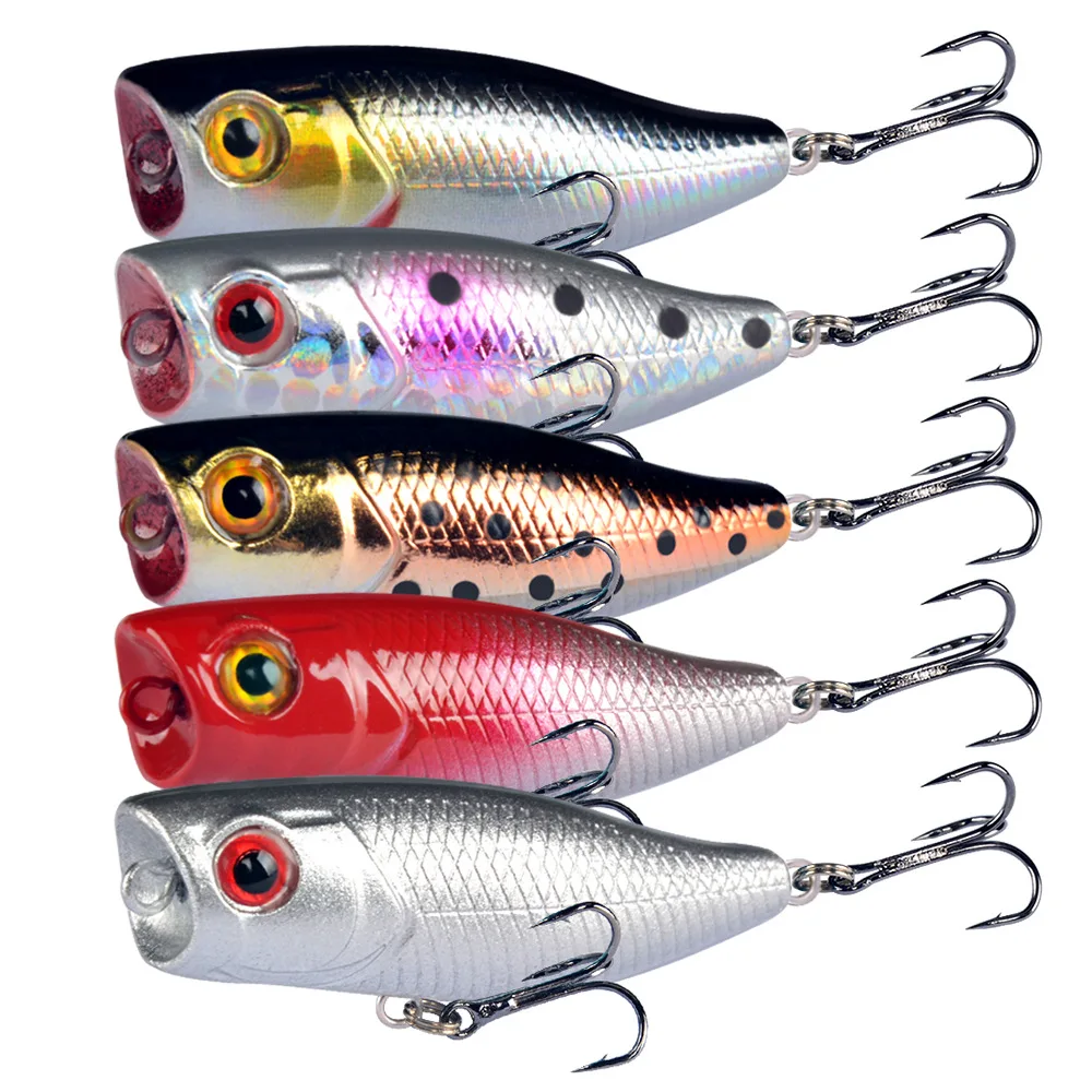 Mini Señuelos de Pesca Popper, 1 piezas, 4,5 cm, 3,5g, cebo Popper de Topwater, cebo duro Artificial Wobblers, aparejos de pesca de plástico con 10 ganchos # - imagen 3