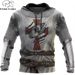 Sudadera con capucha con estampado 3D de caballero Medieval para hombre, chaqueta informal con capucha de moda Harajuku, Caballeros Templarios, QS44
