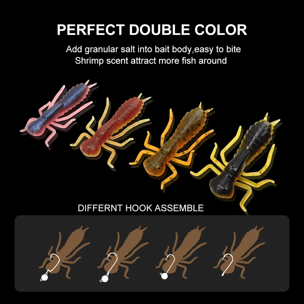 ESFISHING-señuelo de gusano de simulación Kasa Larva, 45mm, para pesca de trucha, Lucio, libélula, Isca, cebos blandos artificiales - imagen 5