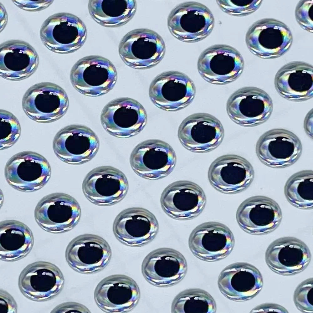 100 unids/lote ojos 3D 7mm 8mm 9mm 10mm ojos holográficos 3D alta transparente señuelo de pesca con mosca cebo de pececillo aparejos de pesca DIY - imagen 3