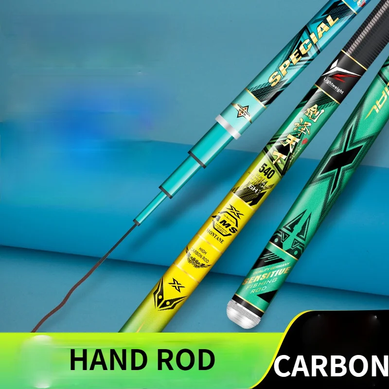 Caña De pescar De fibra De carbono Olta De mano, 3,6 m-7,2 m, para carpa negra, 4H, 5H, 6H, caña dura De Taiwán - imagen 2