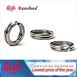 Banshee-anillo dividido de acero inoxidable resistente, Conector de pesca para señuelos, accesorios de pesca de 3/4/5/6/7/9mm, 60/100 Uds.