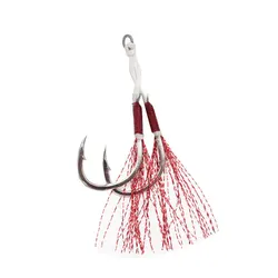 100 pares de anzuelos dobles 16 #   18 #   20 #   24 #   Anzuelos de pelo rojo, señuelo de alambre brillante dorado, accesorios para anzuelos de Pesca, aparejos de Pesca