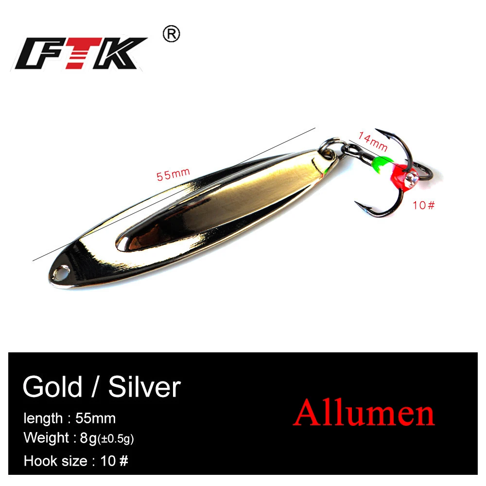FTK 5-20g equilibradores de Metal dorado y plateado señuelo de pesca de invierno cuchara cebo Wobbler para Trolling Spinner señuelo duro Lucio - imagen 3