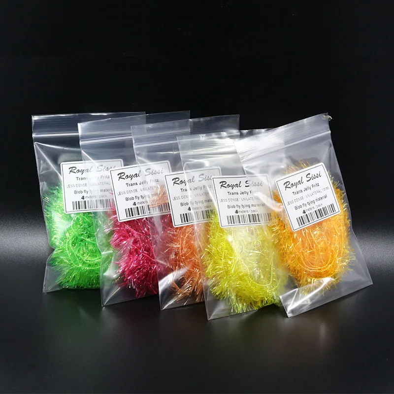 Nuevo juego de 5 paquetes trans jelly fritz chenilla 5 colores surtidos menos denso flash unilateral cactus chenilla blob materiales para atar moscas - imagen 4