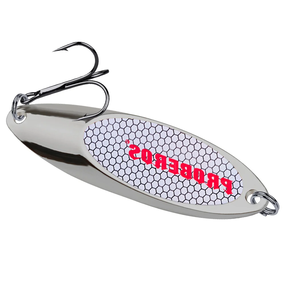 Señuelos de Pesca con cuchara plateada VIB de Metal, 3g-60g, cebo Artificial con lentejuelas, anzuelo triple, herramienta Wobblers Spinner, aparejos de mar, 1 Uds.