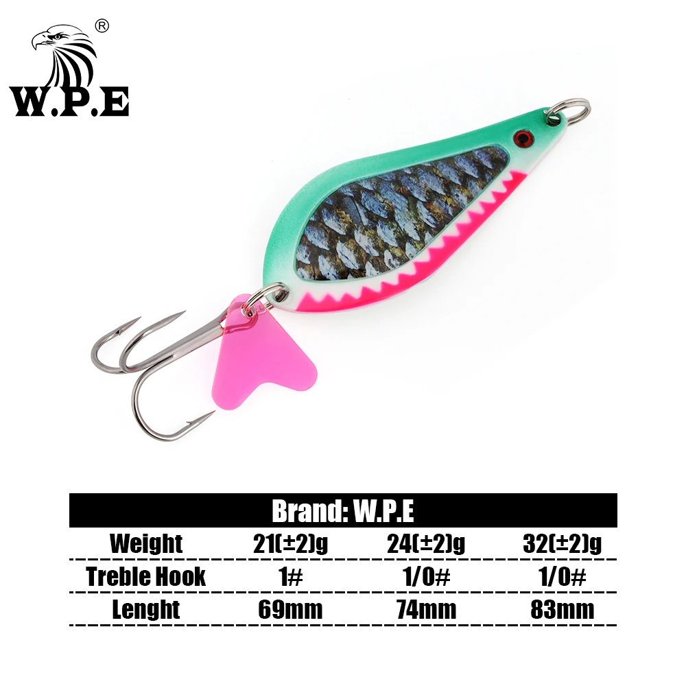 W.P.E-señuelo de Pesca giratorio, cebo Artificial de 21g/24g/32g, cuchara de Metal, Lucio, trucha, aparejos de Pesca, 1 ud. - imagen 3