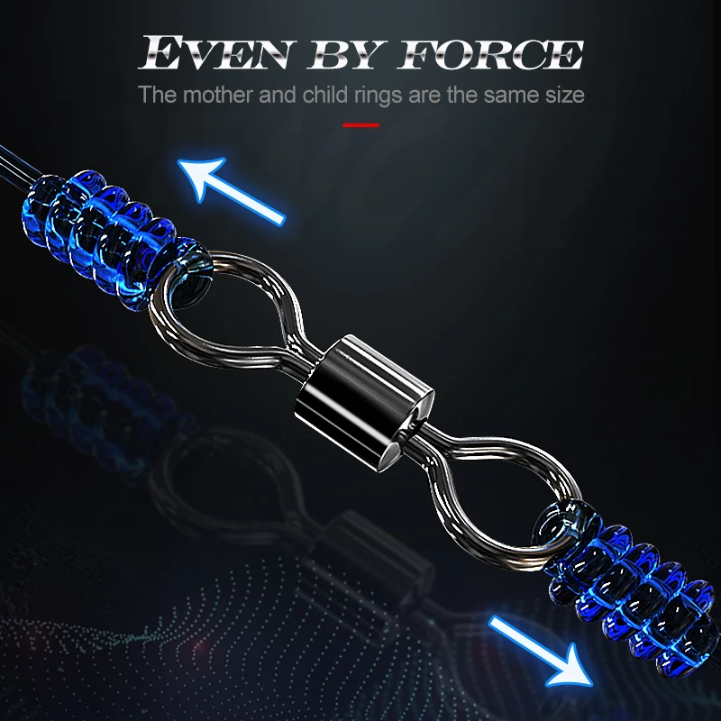 Hunthouse 30 piezas de pesca giratoria 4 #   5 #   6 #   7 #   8 #   10 #   Accesorios conector rodante de acero inoxidable Pike Fish señuelo herramienta aparejos - imagen 4