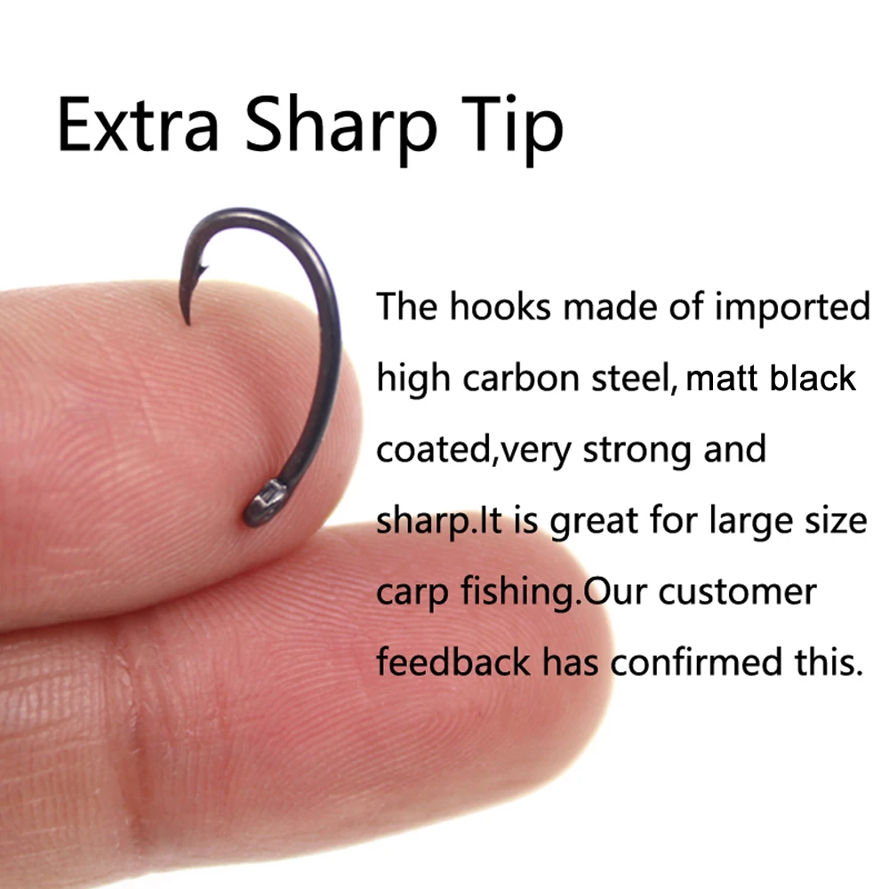Bimoo 20pcs Europe Matte Black Carp Hooks High Carbon Steel Barbed Curve Shank Yn Carp Fishing Hook 2-10 - imagen 4