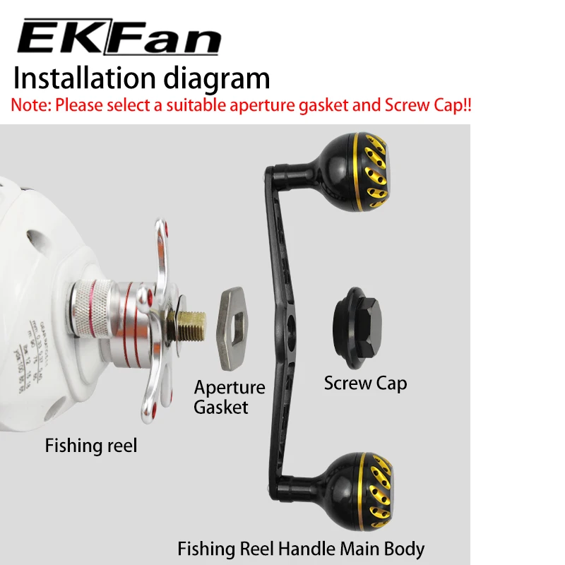 Ekfan, nuevo diseño, mango de carrete de pesca de 130MM, 8x5MM/7x4mm para carrete de Baitcast SHI & DAI Drop - imagen 5